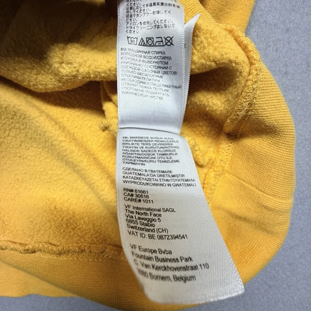 The‎ North Face Hoodie Mens Yellow Big Logo Pullover Sweatshirt Large